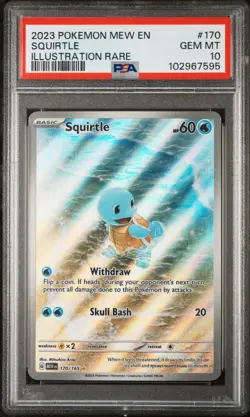 2023 POKEMON MEW EN-151 #170 SQUIRTLE ILLUSTRATION RARE PSA 10 - Image 4