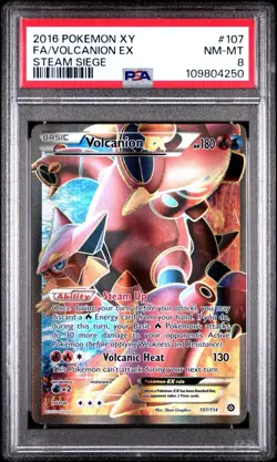POKEMON PSA 8 VOLCANION EX FULL ART 107/114 STEAM SIEGE XY ENGLISH 2016! - Image 4