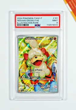 Pokemon PSA 9 Hisuian Growlithe #181 TWM IT Illustration Rare 2024 Italiano - Image 1