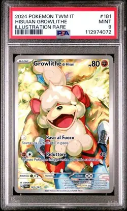 Pokemon PSA 9 Hisuian Growlithe #181 TWM IT Illustration Rare 2024 Italiano - Image 5