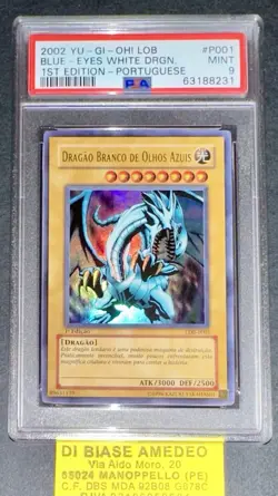 YU GI OH PSA 9 BLUE EYES WHITE DRAGON LDB-P001 1st EDITION PORTUGUESE 2002! - Image 11