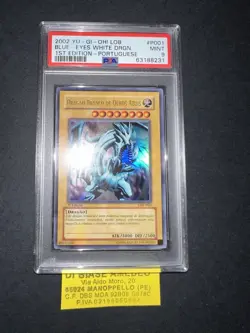 YU GI OH PSA 9 BLUE EYES WHITE DRAGON LDB-P001 1st EDITION PORTUGUESE 2002! - Image 3