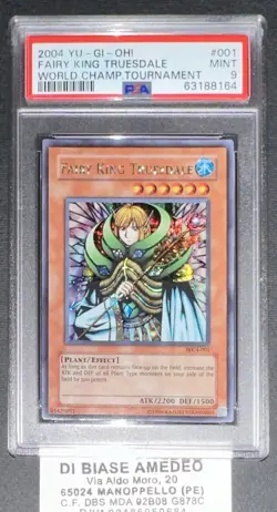 YU GI OH PSA 9 FAIRY KING TRUESDALE WC4-001 WORLD CHAMPIONS TOURNAMENT 2004 - Image 1