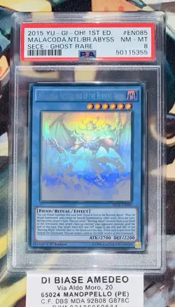 YU GI OH PSA 8 MALACODA,NETHERLORD OF THE BURNING ABYSS SECE-EN085 GHOST RARE - Image 1
