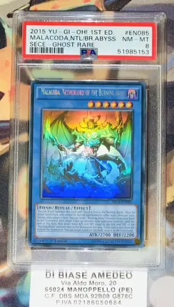 YU GI OH PSA 8 MALACODA,NETHERLORD OF THE BURNING ABYSS SECE-EN085 GHOST RARE - Image 1