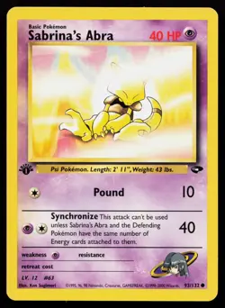 Sabrina's Abra 93/132 Common Gym Challenge 1st Edition Pokémon Card - Image 1