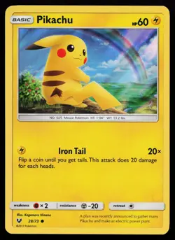 Pikachu 28/73 Common Holo Shining Legends Pokémon Card - Image 1