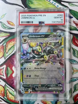 2025 Pokemon Pre En-Prismatic Evolutions Umbreon Ex #060 PSA 10 - Image 1