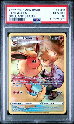 2022 POKEMON SWORD & SHIELD BRILLIANT STARS #TG01 FULL ART/FLAREON PSA 10 - Image 1