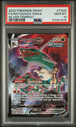2022 Pokemon Sword & Shield Silver Tempest #TG20 Rayquaza Vmax PSA 10 - Image 1