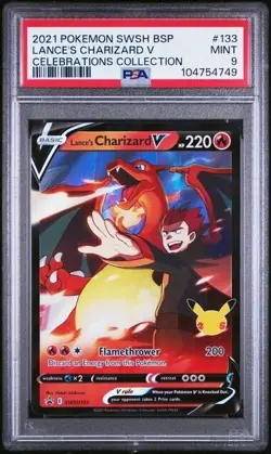 PSA 9 MINT Lance's Charizard V Promo Full Art Holo Pokemon Card #SWSH133 - Image 1