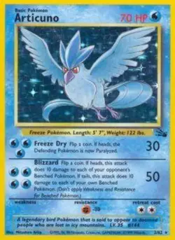 Damaged Articuno -  2/62 - Holo Rare - Unlimited Edition Pokemon Fossil - Image 1
