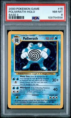 PSA 8 Poliwrath 15/130 HOLO Base Set 2 WOTC 2000 Pokemon Card NM MINT - Image 1