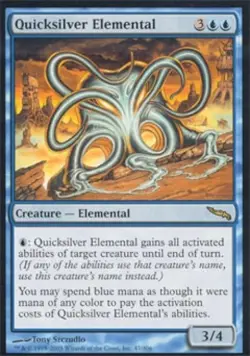 Quicksilver Elemental MTG NM front, LP back  blue magic card mirrodin - Image 1