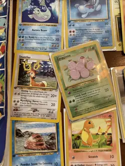 huge pokemon card lot with 1st edition, rares, books, binder, and glass charmand - Image 5