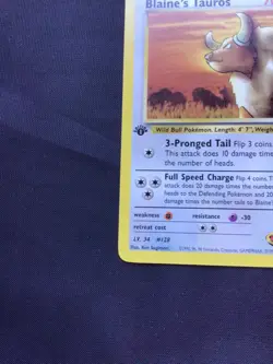 Pokemon Cards: Gym Heroes 1st Edition Common: Blaine's Tauros 64/132 - Image 5