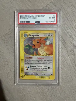 Pokémon TCG Dragonite Expedition Base Set Holo Rare Card 9/165 PSA 6 - Image 1