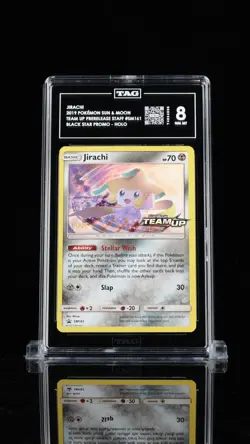 TAG 8 Jirachu STAFF SM161 Black Star Promo 2019 Prerelease Holo Pokémon Card TCG - Image 1