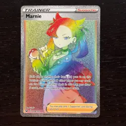 Marnie 208/202 Pokemon Sword & Shield Base Set Secret Rare Rainbow Holo Card NM - Image 1