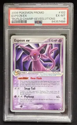 2006 Pokemon Promo Espeon EX World Champ Eeveelutions 102/115 PSA 8 - Image 1