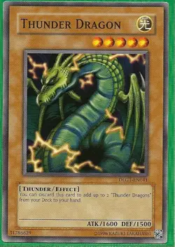 YUGIOH 3x Thunder Dragon x3 DLG1-EN041 Unlimited Edition Common LP - Image 1