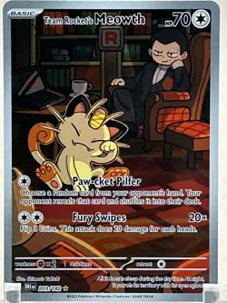 Team Rockets Meowth Destined Rivals Illustration, Rare Near Mint Card 203/182 - Image 1