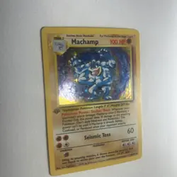 1st edition Pokemon MACHAMP Card BASE Set 8/102 Holo Rare PLAYED#8 - Image 2