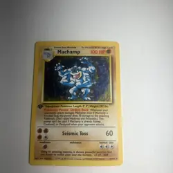 1st edition Pokemon MACHAMP Card BASE Set 8/102 Holo Rare PLAYED#8 - Image 3