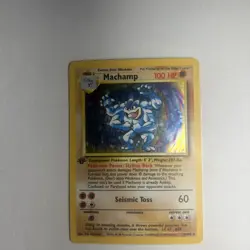 1st edition Pokemon MACHAMP Card BASE Set 8/102 Holo Rare PLAYED#8 - Image 4