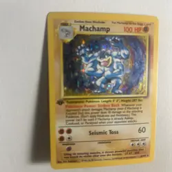 1st edition Pokemon MACHAMP Card BASE Set 8/102 Holo Rare PLAYED#8 - Image 8