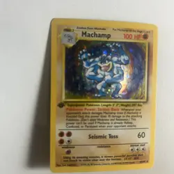 1st edition Pokemon MACHAMP Card BASE Set 8/102 Holo Rare PLAYED#8 - Image 9