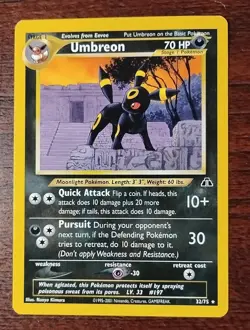 Rare Unbreon Pokemon Card  Neo Discovery Set  32/75 Mint Condition! - Image 1