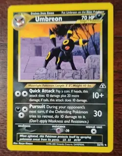 Rare Unbreon Pokemon Card  Neo Discovery Set  32/75 Mint Condition! - Image 4