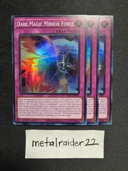 Yugioh 3x Dark Magic Mirror Force INFO-EN069 SR Near Mint 1st Edition - Image 1