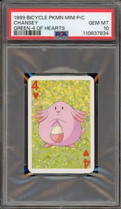 Pokemon Bicycle Mini Playing Cards Chansey Green 4 of Hearts PSA 10 - Image 3