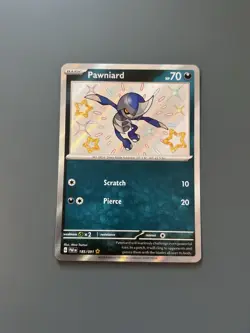 Pokemon TCG 2024 Paldean Fates: Pawniard 185/091 Shiny Holo Card - Near Mint - Image 1