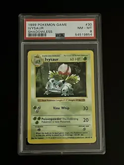 Pokemon Ivysaur Base Set Shadowless 1999 30/102 PSA 8 - Image 1