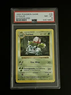 Pokemon Ivysaur Base Set Shadowless 1999 30/102 PSA 8 - Image 3