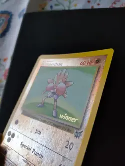 Pokemon Hitmonchan  Winner Stamp  WOTC Best Promo Double Holo Swirl  # 2 NM Card - Image 4