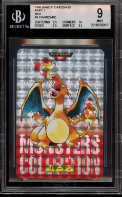 Pokemon Bandai Carddass Charizard Vending Red Prism #006 BGS 9 Mint - Image 1