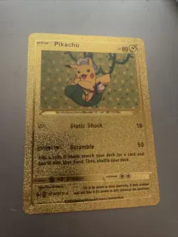 Pokemon Gold Foil Card Pikachu HP80 074/073 Fan Art - Image 1