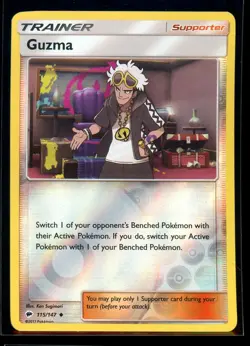 2017 Sun & Moon - Burning Shadows Guzma #115 Reverse Holo Pokemon Card - Image 1