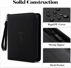 Premium Zip Trading Card Binder 320 Card Portable PU Collection Album Navy Blue - Image 2