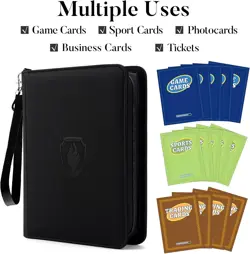 Premium Zip Trading Card Binder 320 Card Portable PU Collection Album Navy Blue - Image 3