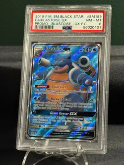 2019 Pokemon Black Star Promo Blastoise GX SM189 PSA 8 - Image 1