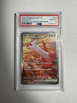 2024 POKEMON SSP EN-SURGING SPARKS SPECIAL ILLUSTRATION RARE LATIAS EX PSA 10 - Image 1