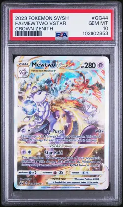 2023 Pokemon Sword And Shield Crown Zenith Mewtwo Vstar Fa #GG44 PSA 10 - Image 1