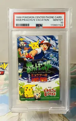 Mewtwo Strikes Back/Pikachu’s Vacation Pokemon Center Phone Card (1998) - PSA 10 - Image 3