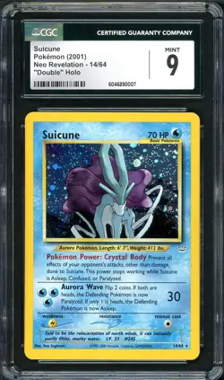 CGC 9 MINT Suicune 2001 Neo Revelation 14/64 Double Holo SWIRL Pokemon Card psa - Image 4