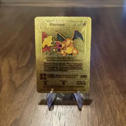 1999 Pokemon Trading Card Charizard Gold Foil 04/102 - Image 1